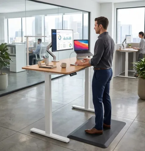 Mesa com regulagem automática de altura