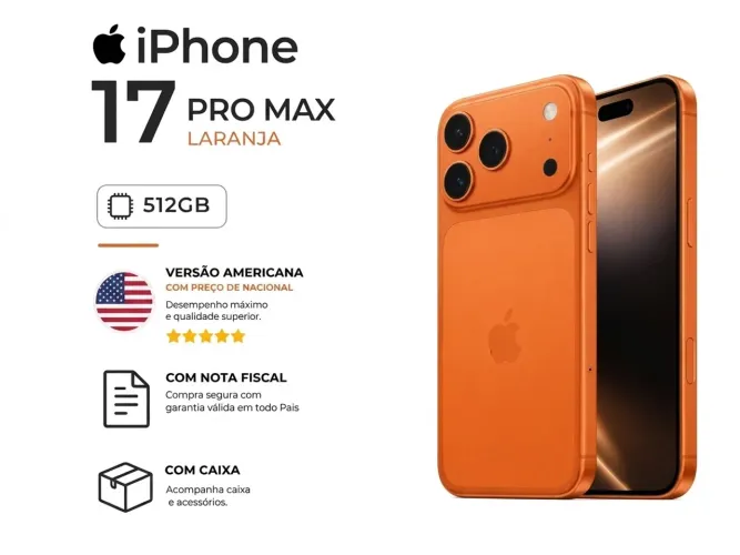 AMERICANO COM PREÇO NACIONAL. 17 PRO MAX LARANJA 512GB. 