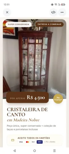 Cristaleira completa já com cristais