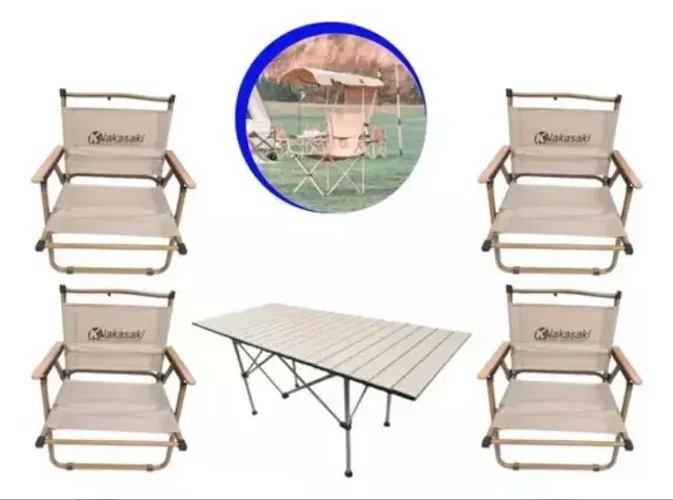 Mesa de centrocamping com 04 Cadeiras