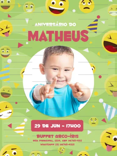 Convite Digital De Aniversário | Pré Definido | Png | Pdf