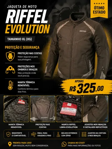 Jaqueta Motoqueiro Riffel Evolution XL - Proteções + Manta Térmica | Ótimo Estado