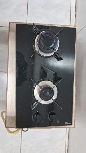 cooktop fischer 2 bocas a gas mesa vidro preto