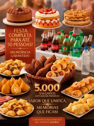 Pacote Buffet Experiência Premium Festiva (Até 50 Pessoas)