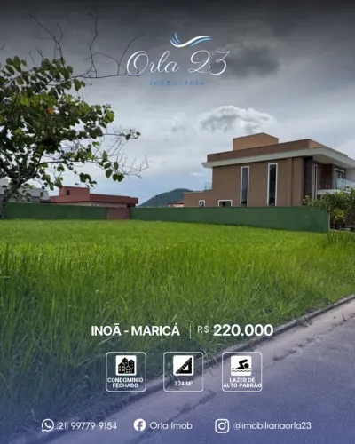 INOÃ, ORLA 23 IMOBILIÁRIA VENDE! Excelente terreno no condomínio Alphaville Maricá!