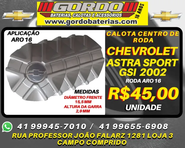 Calota centro de roda Astra GSI. R$45,00 a unidade. Disk entrega 