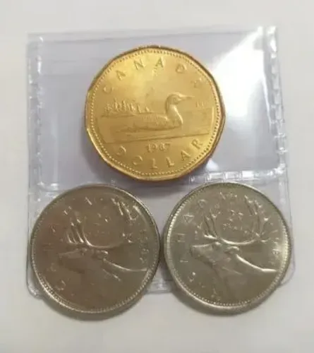 MOEDAS DO CANADÁ, 1982, 1984, 1987.