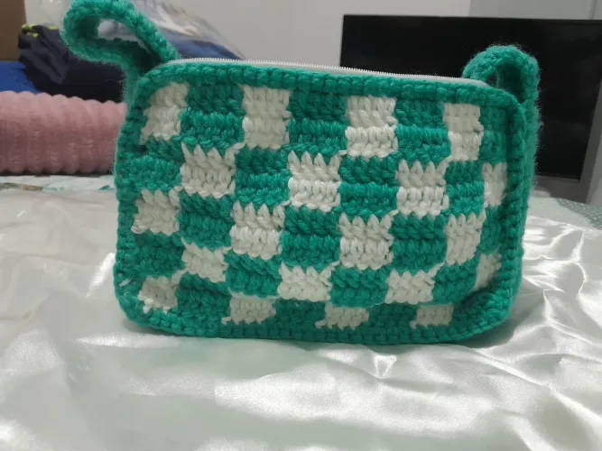 Bolsa xadrez lateral verde