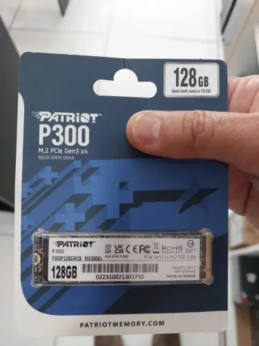 SSD M.2 NVMe 128GB Patriot P300 PCIe 3x4 Leitura 1600MB/s Gravação 600MB/s SSD M.2 NVMe 12