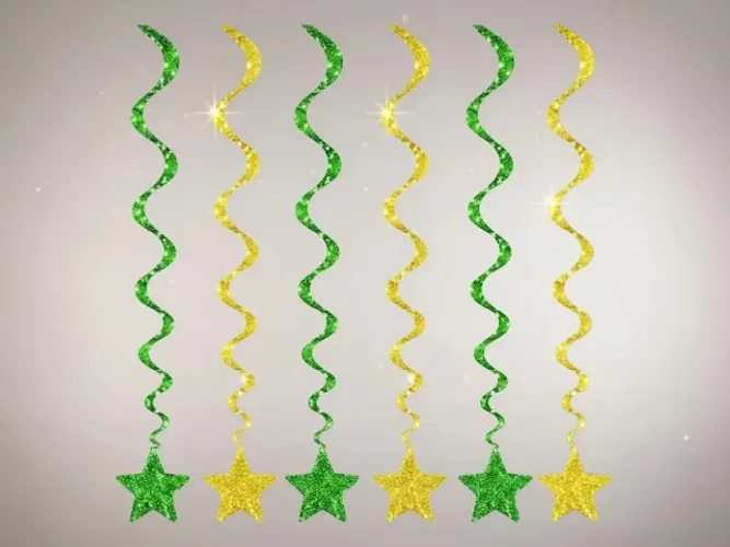 Serpentinas 1 Metro - Decoração Copa Do Mundo Brasil - Eva com Glitter
