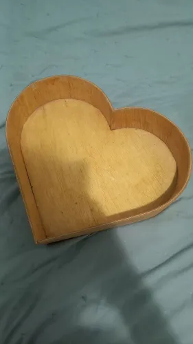 Bandeja ou quadro ou pote de coração de madeira de bambu