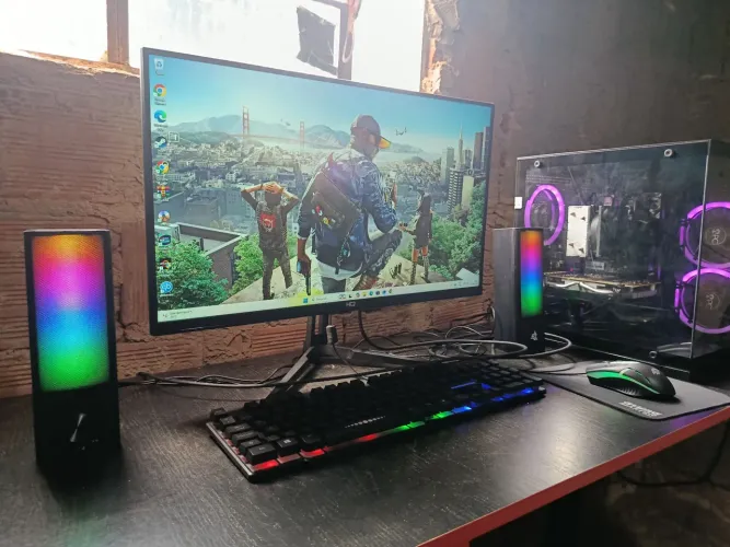 Setup PC Gamer Completo | Ryzen 5 5500 + RX 590 8GB | Monitor 24" 200Hz + Periféricos