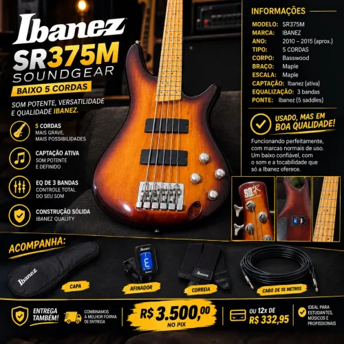 BAIXO IBANEZ SR375M - SOUNDGEAR 5 CORDAS