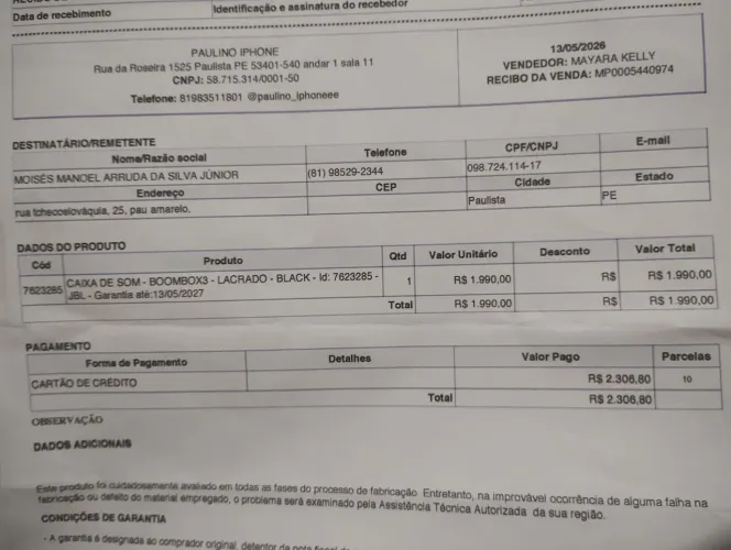 JBL Bombox 3 com Documento ?