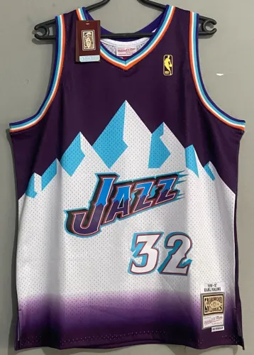 Regata Utah Jazz Karl Malone #32 Retrô NBA Basquete