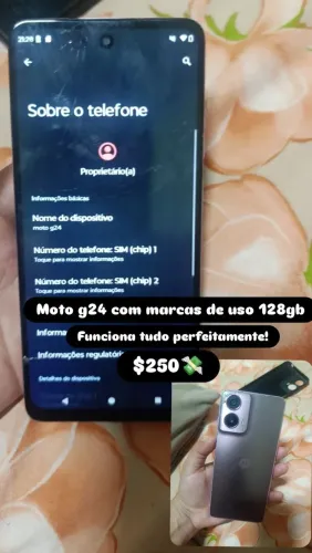 Vendo moto G24 128gb com marcas de uso