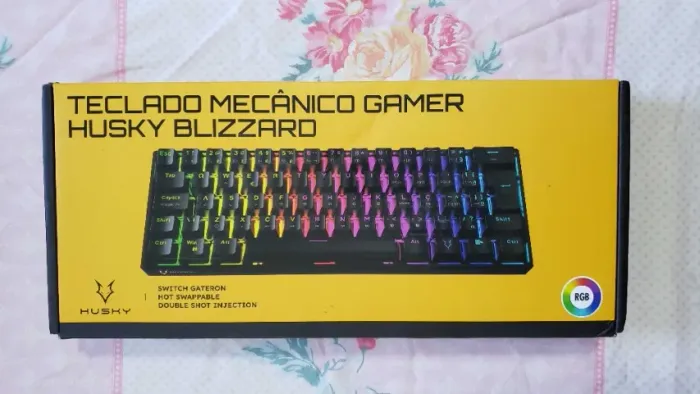 Teclado Mecânico Gamer Husky Blizzard, 60%, RGB, Switch Gateron Red, ABNT2, Preto
