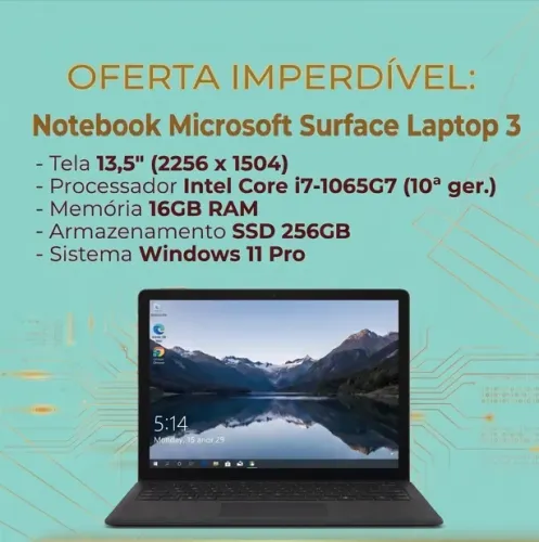 Notebook Microsoft Surface Laptop 3 i7 1065G7 16GB 256GB - Seminovo em Excelente Estado!!!