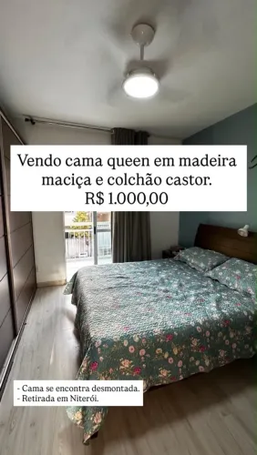 Cama queen de madeira maciça