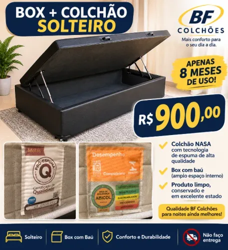 Colchao + Cama box BAU Solteiro