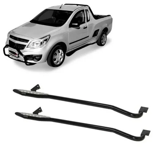 Estribo Lateral Chevrolet Montana tubular preto CCF - Instalado.