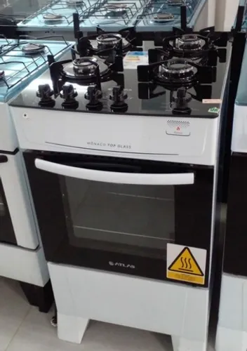 *Fogão Atlas 4 Bocas branco Mônaco Top Glass*   