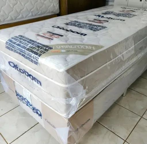 cama box solteiro airtech base e colchão