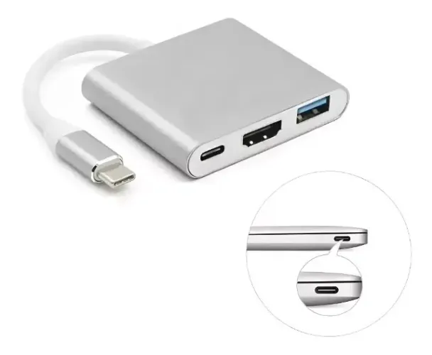 Hub 3 em 1 Hdmi 4k 3.0 Mhl Dex Para S8 S9 S10 Note 8 9 10 Compatível com Macbook 
