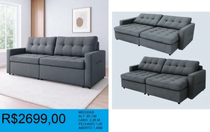 Estofado em Linho com 2,20 m - Entrega GRATIS