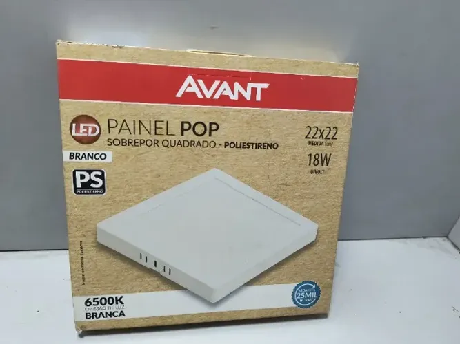 Lote 18 Painel Pop Sobrepor Quadrado 22x22 18w 6.500 branca