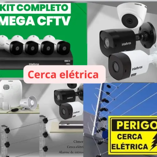 Câmera de segurança, cerca elétrica, motor de portão, interfone 