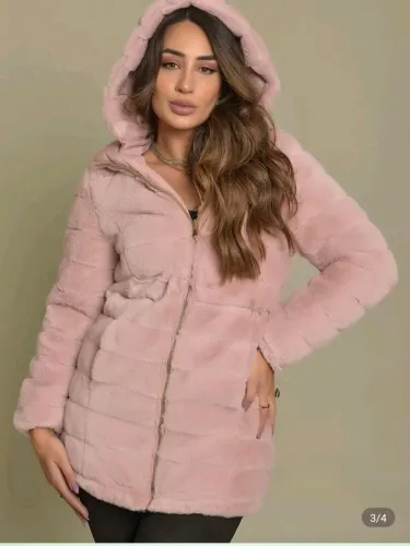 Casaco Rosa com capuz dupla face P/M