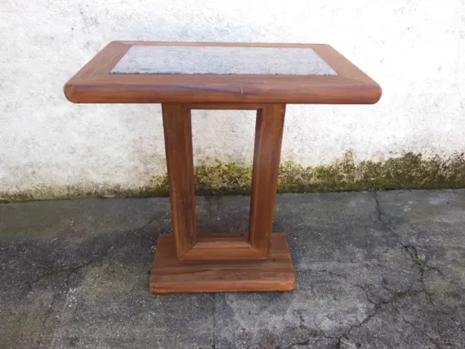 Antigo Aparador Console Em Imbuia Maciça e Tampo Granito