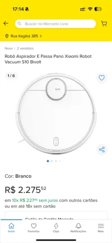 Robô Aspirador e Passa Pano Xiaomi S10 Vacuum Bivolt