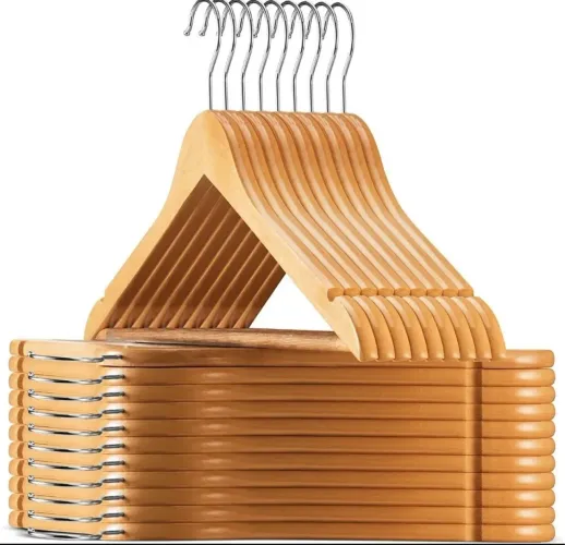 Kit 20 cabides de Madeira com barra antideslizante