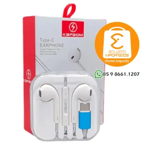Fone de Ouvido Com Fio Tipo-C Kapbom KAP-750-TY 