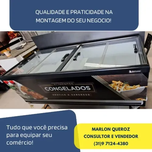 Ilha de Congelados Gelopar Vidro Reto 1,9M Nova