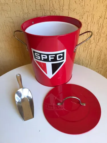 BALDE DE GELO METAL GALVANIZADO TIME SÃO PAULO - NOVO