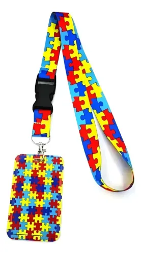 Cordão Autismo Com Porta Crachá Identificação Autista