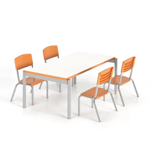 Conjunto Escolar M4C01 - Mesa com 4 Cadeiras | Direto da Fábrica