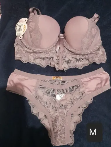 Conjunto de Lingerie Renda Bege - Novo