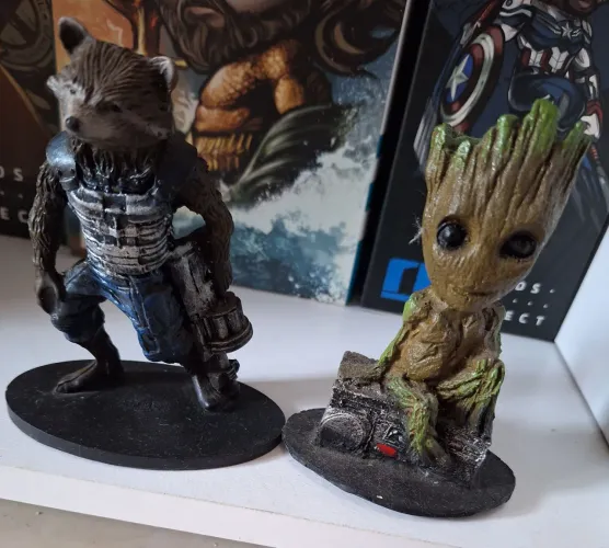Miniaturas Rocket e Groot - Guardians of the Galaxy