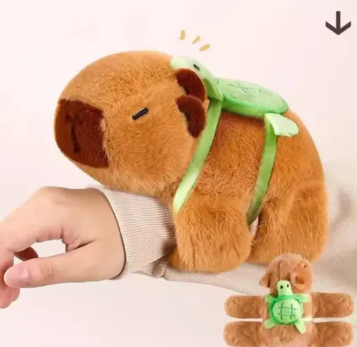 Pelúcia Capivara com Tartaruga Pulseira de Braço Fofa e Macia