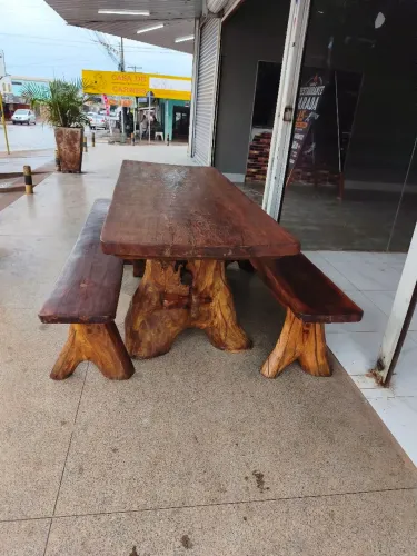 Mesa Rústica Com 2 Bancos - Belíssima