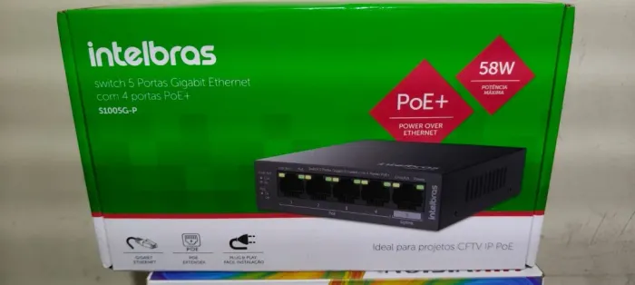 Switch Intelbras S1005G-P - PoE+ Gigabit Ethernet 5 Portas