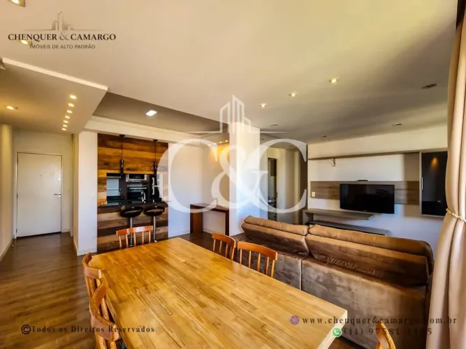 Apartamento mobiliado para alugar no Villagio Di Firenze Jundiaí, planta ampliada, vista S