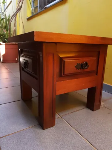 MESA DE CENTRO EM MADEIRA MACIÇA MESINHA COM GAVETA