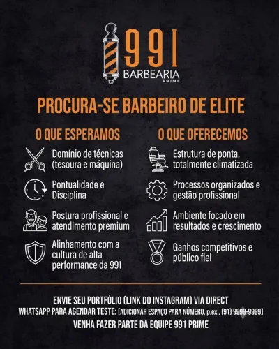 Vaga para barbeiro profissional