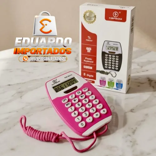 Calculadora Portátil de Bolso Com Cordão Kapbom 8 Dígitos