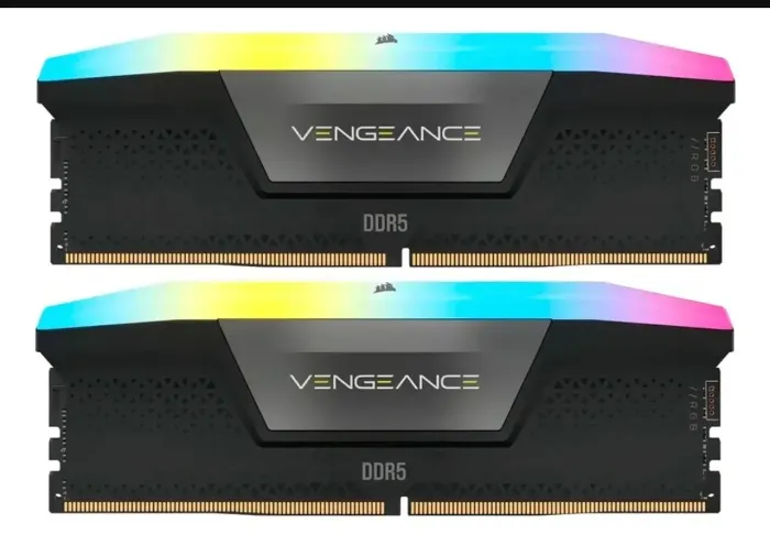 Memória RAM Corsair Vengeance RGB DDR5 de 32GB (2x16GB) operando a 5200mhz